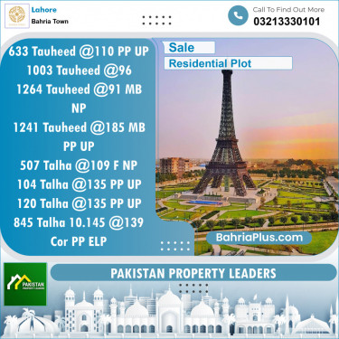 Residential Plot for Sale in Bahria Town, Lahore - (BP-135062)
