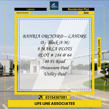 Residential Plot for Sale in Bahria Orchard, Lahore - (BP-135075)