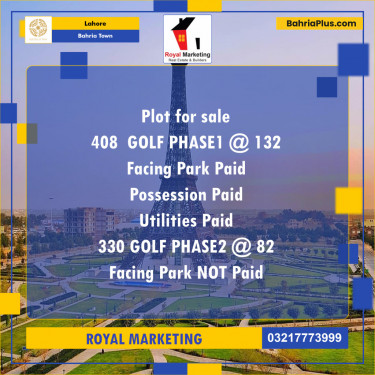 Residential Plot for Sale in Bahria Town, Lahore - (BP-135087)