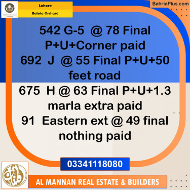 Residential Plot for Sale in Bahria Orchard, Lahore - (BP-135160)