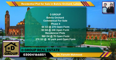 Residential Plot for Sale in Bahria Orchard, Lahore - (BP-135299)