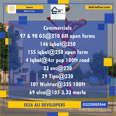 Commercial Plot for Sale in Sector E - Iqbal Commercial -  Bahria Town, Lahore - (BP-135308)