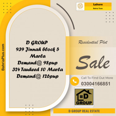 Residential Plot for Sale in Bahria Town, Lahore - (BP-135320)