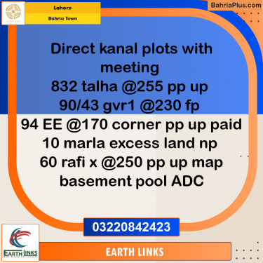Residential Plot for Sale in Bahria Town, Lahore - (BP-135373)