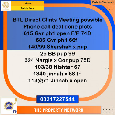 Residential Plot for Sale in Bahria Town, Lahore - (BP-135401)