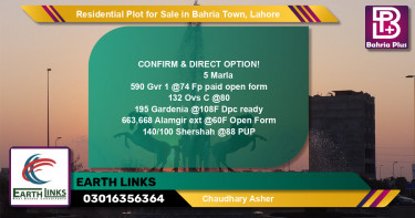 Residential Plot for Sale in Bahria Town, Lahore - (BP-135492)