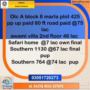 Residential Plot for Sale in OLC-A Block -  Bahria Orchard, Lahore - (BP-135556)