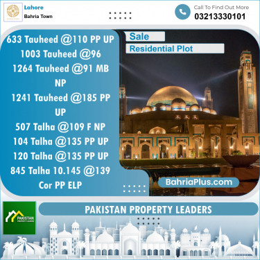Residential Plot for Sale in Bahria Town, Lahore - (BP-135621)