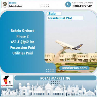 Residential Plot for Sale in Bahria Orchard, Lahore - (BP-135643)