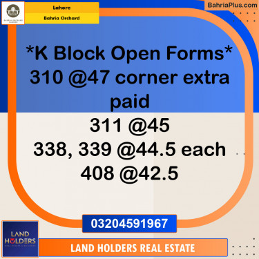 Residential Plot for Sale in Bahria Orchard, Lahore - (BP-135750)