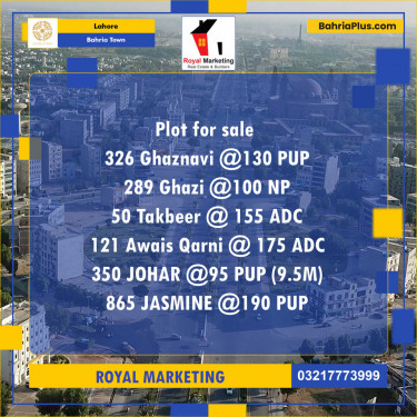 Residential Plot for Sale in Bahria Town, Lahore - (BP-135754)