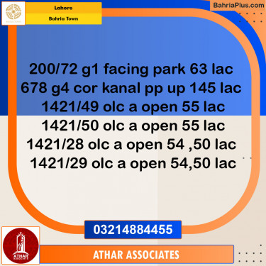Residential Plot for Sale in Bahria Town, Lahore - (BP-135807)