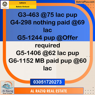 Residential Plot for Sale in Phase 4 - G3 Block -  Bahria Orchard, Lahore - (BP-135813)