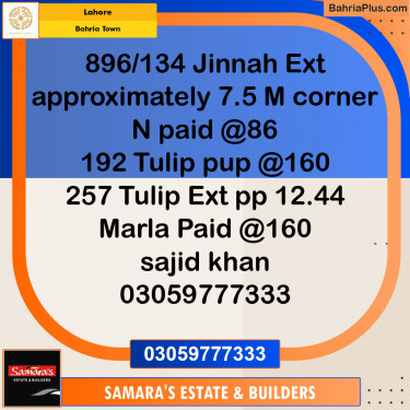 Residential Plot for Sale in Sector E - Jinnah Ext. Block -  Bahria Town, Lahore - (BP-135915)