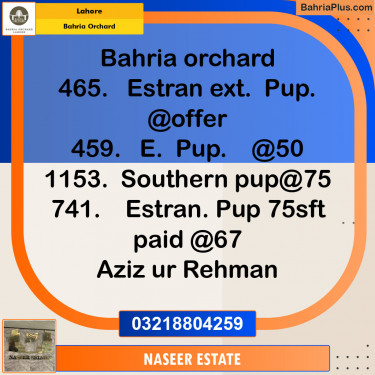 Residential Plot for Sale in Bahria Orchard, Lahore - (BP-135970)