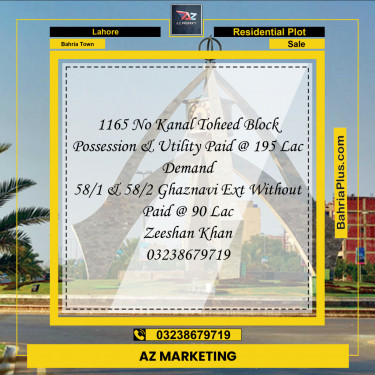 Residential Plot for Sale in Bahria Town, Lahore - (BP-136016)