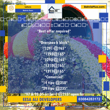 Residential Plot for Sale in Overseas B -  Bahria Town, Lahore - (BP-136040)