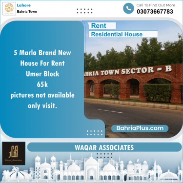 Residential House for Rent in Bahria Town, Lahore - (BP-136088)