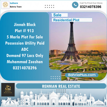 Residential Plot for Sale in Bahria Town, Lahore - (BP-136160)