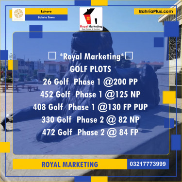 Residential Plot for Sale in Bahria Town, Lahore - (BP-136286)