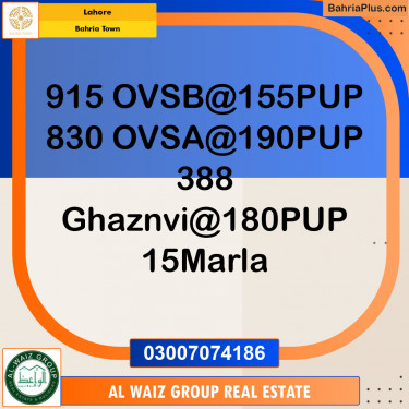 Residential Plot for Sale in Overseas B -  Bahria Town, Lahore - (BP-136434)
