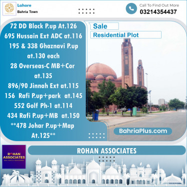 Residential Plot for Sale in Bahria Town, Lahore - (BP-136493)