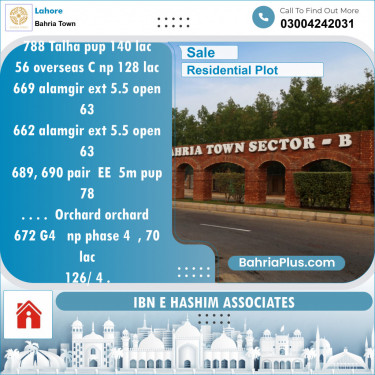 Residential Plot for Sale in Bahria Town, Lahore - (BP-136539)