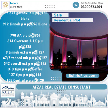 Residential Plot for Sale in Bahria Town, Lahore - (BP-136541)
