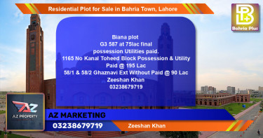 Residential Plot for Sale in Bahria Town, Lahore - (BP-136546)