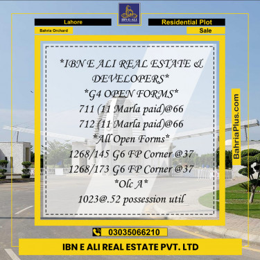 Residential Plot for Sale in Bahria Orchard, Lahore - (BP-136572)