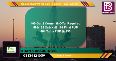 Residential Plot for Sale in Bahria Town, Lahore - (BP-136651)