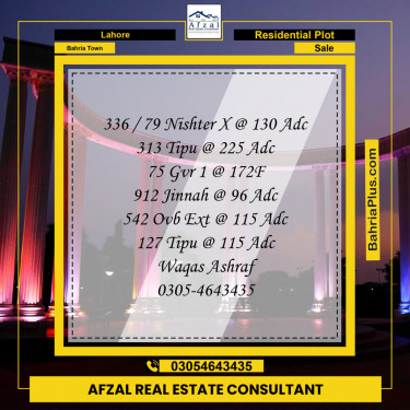 Residential Plot for Sale in Bahria Town, Lahore - (BP-136652)