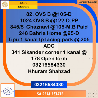 Residential Plot for Sale in Overseas B -  Bahria Town, Lahore - (BP-136662)