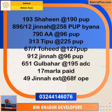 Residential Plot for Sale in Bahria Town, Lahore - (BP-136806)