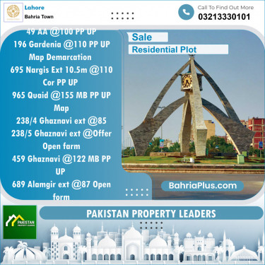 Residential Plot for Sale in Bahria Town, Lahore - (BP-136908)