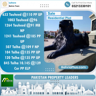 Residential Plot for Sale in Bahria Town, Lahore - (BP-136912)