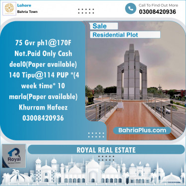 Residential Plot for Sale in Bahria Town, Lahore - (BP-136939)