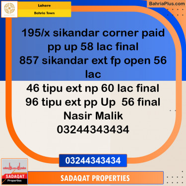 Residential Plot for Sale in Bahria Town, Lahore - (BP-137045)