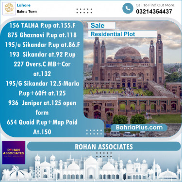 Residential Plot for Sale in Bahria Town, Lahore - (BP-137136)
