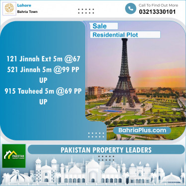 Residential Plot for Sale in Sector E - Jinnah Ext. Block -  Bahria Town, Lahore - (BP-137317)
