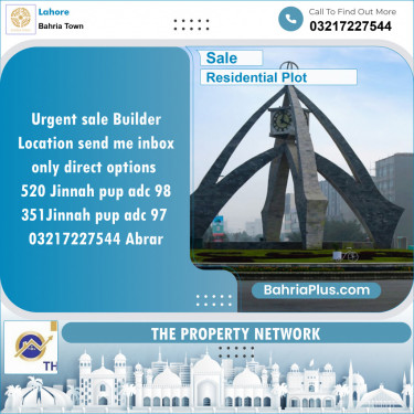 Residential Plot for Sale in Bahria Town, Lahore - (BP-137320)