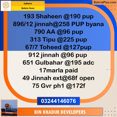 Residential Plot for Sale in Bahria Town, Lahore - (BP-137326)