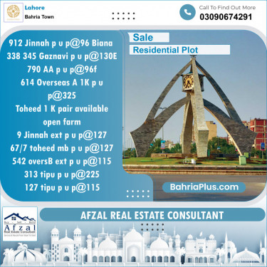 Residential Plot for Sale in Bahria Town, Lahore - (BP-137362)