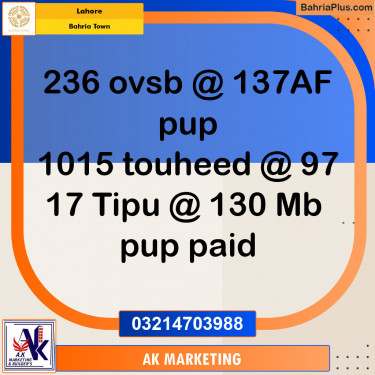 Residential Plot for Sale in Bahria Town, Lahore - (BP-137372)