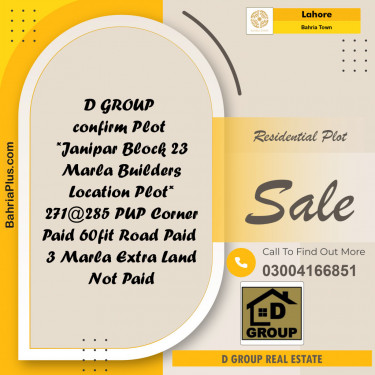 Residential Plot for Sale in Bahria Town, Lahore - (BP-137417)