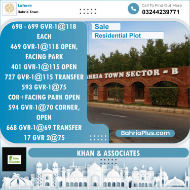 Residential Plot for Sale in Bahria Town, Lahore - (BP-137491)