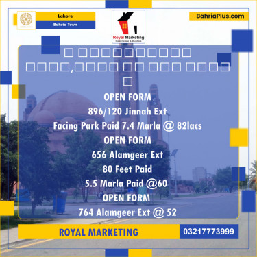 Residential Plot for Sale in Bahria Town, Lahore - (BP-137594)