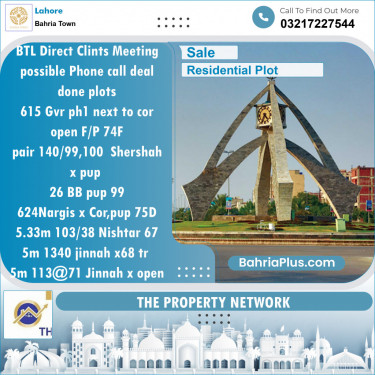 Residential Plot for Sale in Bahria Town, Lahore - (BP-137795)