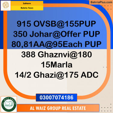 Residential Plot for Sale in Overseas B -  Bahria Town, Lahore - (BP-137803)