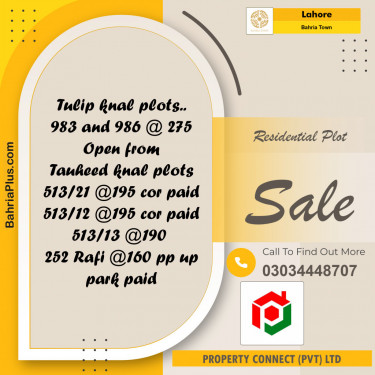 Residential Plot for Sale in Bahria Town, Lahore - (BP-137897)